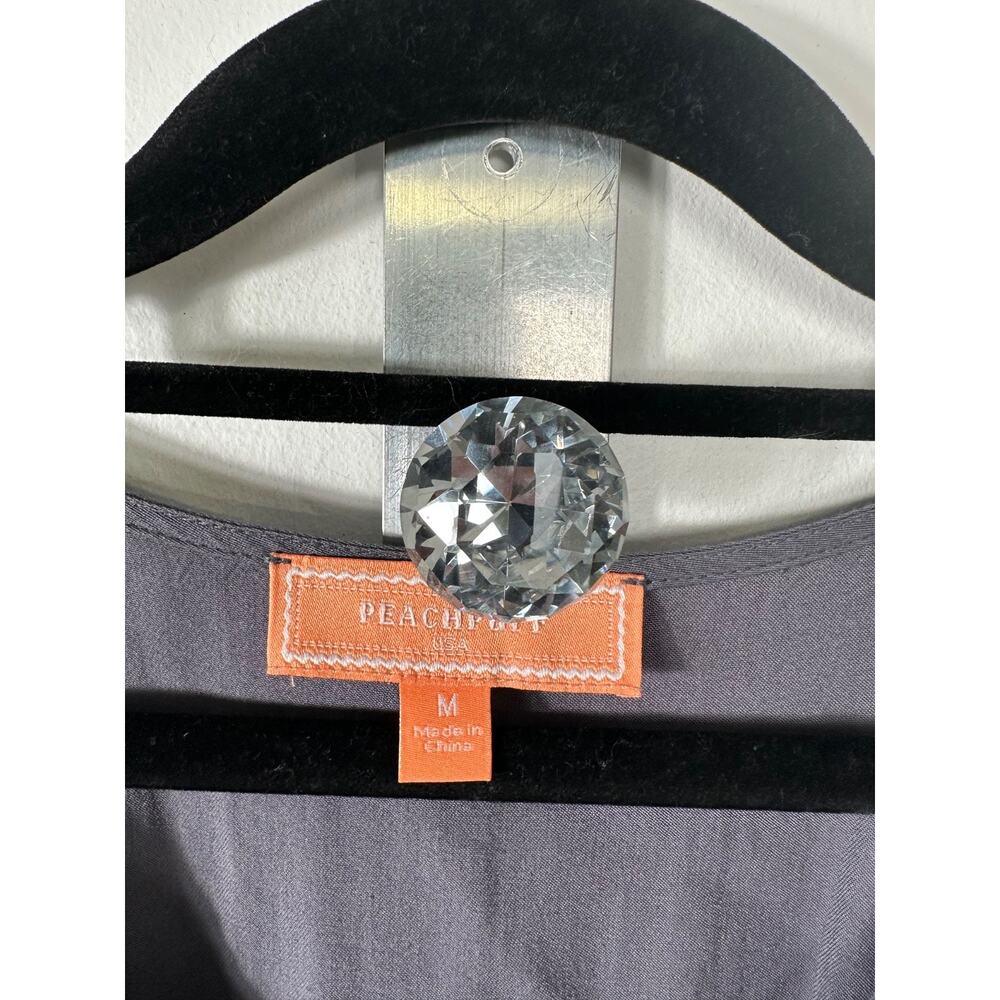 Grey Embroidered Maxi Dress M Smocked Waist Peachpuff Double Leg Slits Boho D55 - Picture 4 of 8